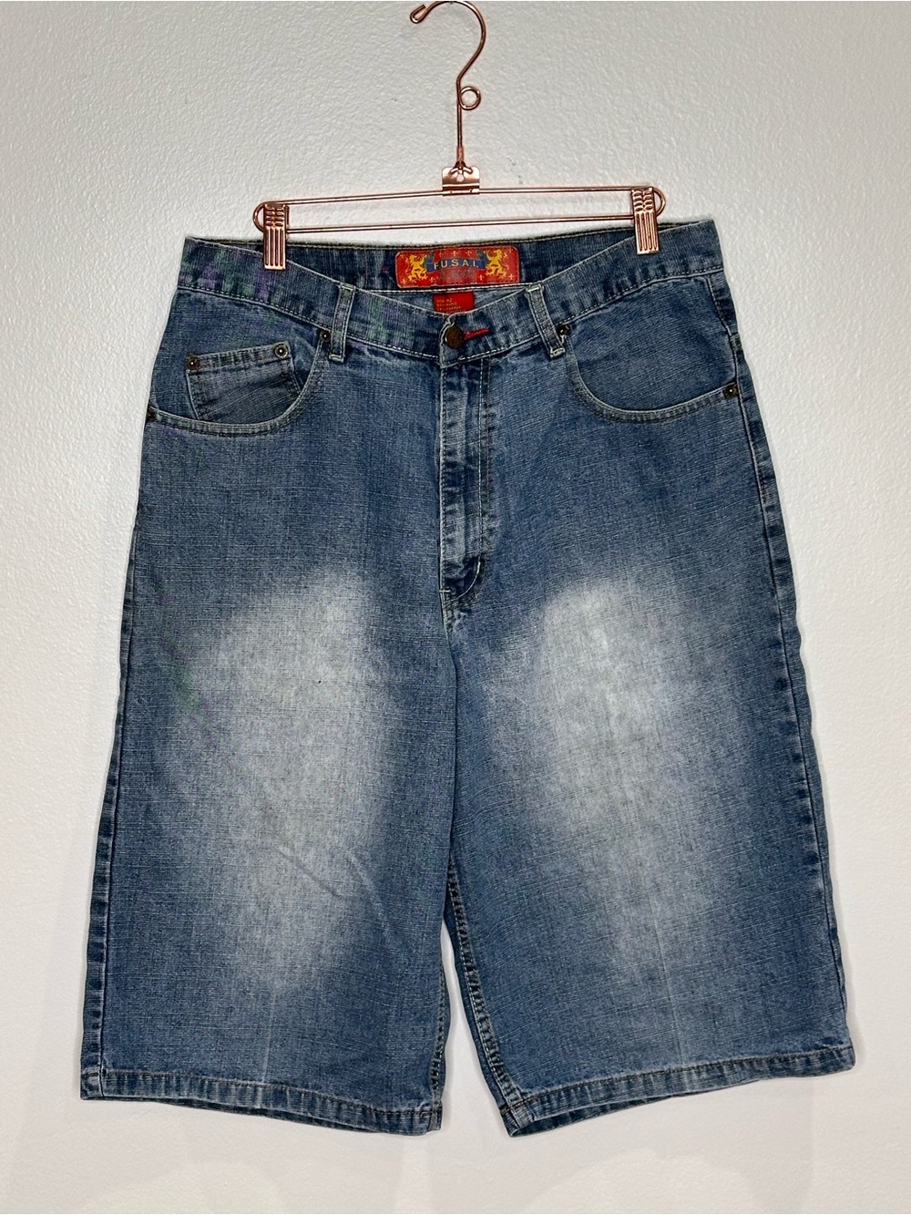 Fusai Jeans Vintage Y2K Men's Denim Bermuda Relaxed Fit. Skater. Hip hop. 90s